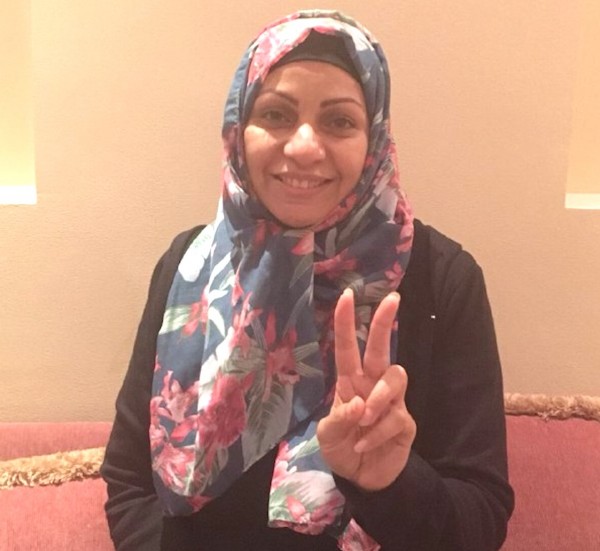 Ebtisam Al-Sayegh at her house after her release Sunday (October 22, 2017)